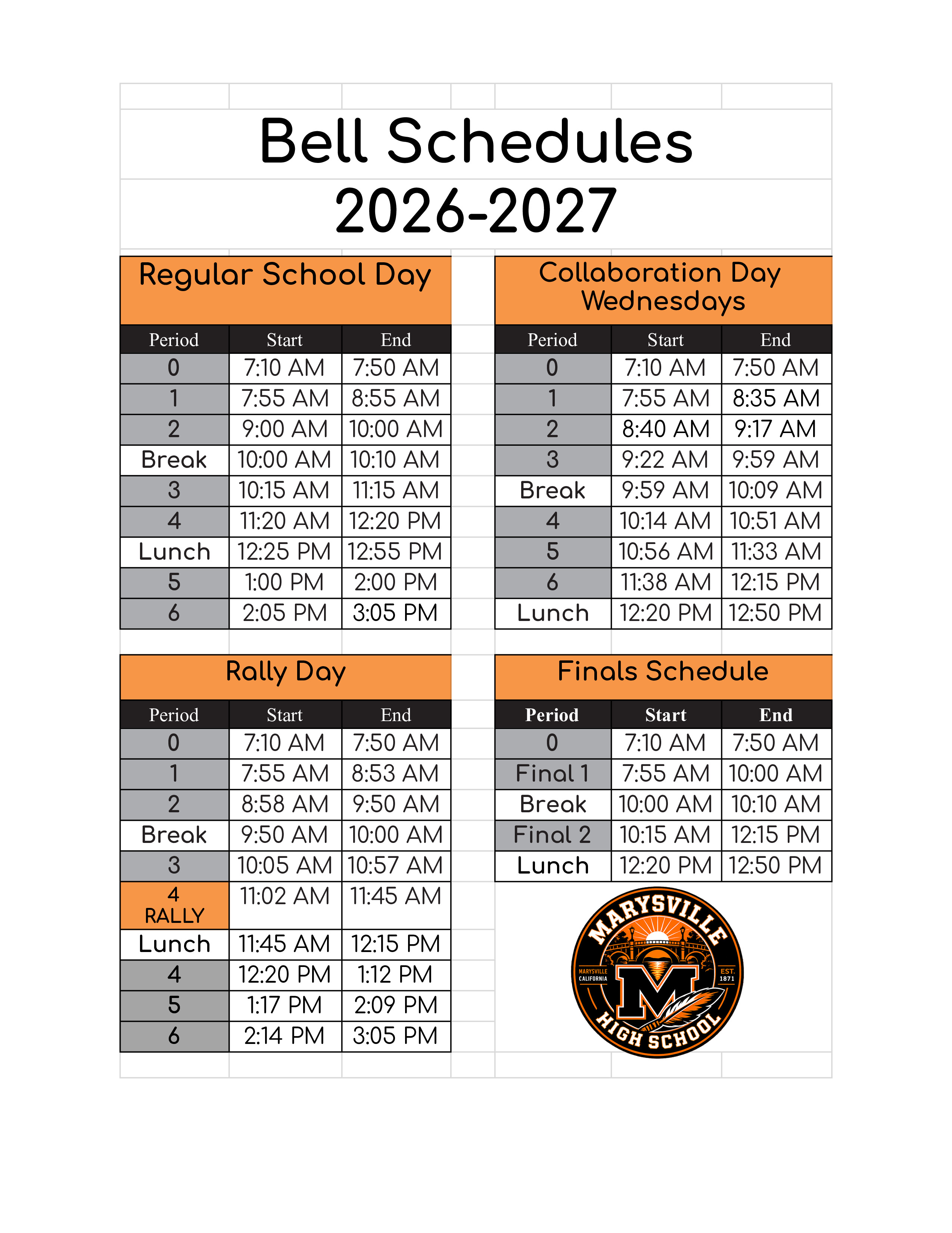 Bell Schedule