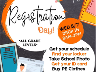 Registration Day 8/7 8am-3pm (drop in)